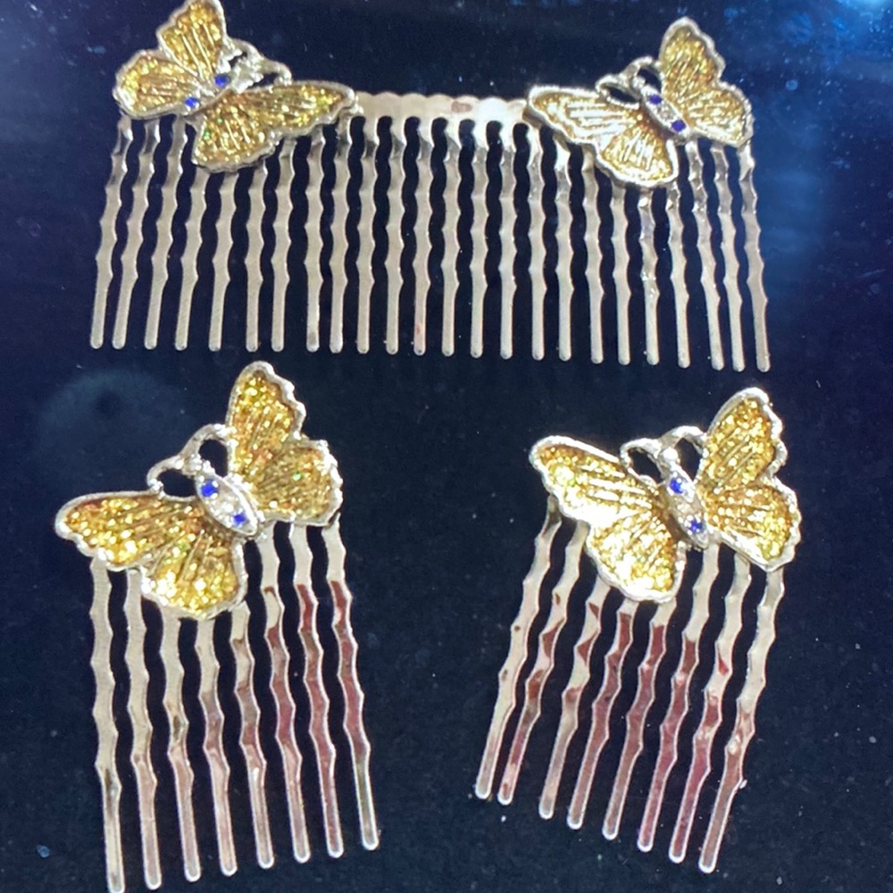 New retro butterfly, hair comb metal, 3 to  a set. 2 small one big